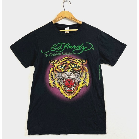 Ed Hardy Other - ED HARDY Tiger Tee Shirt Mens M USA Made Y2K Skater Streetwear‎ Rap Hip Hop